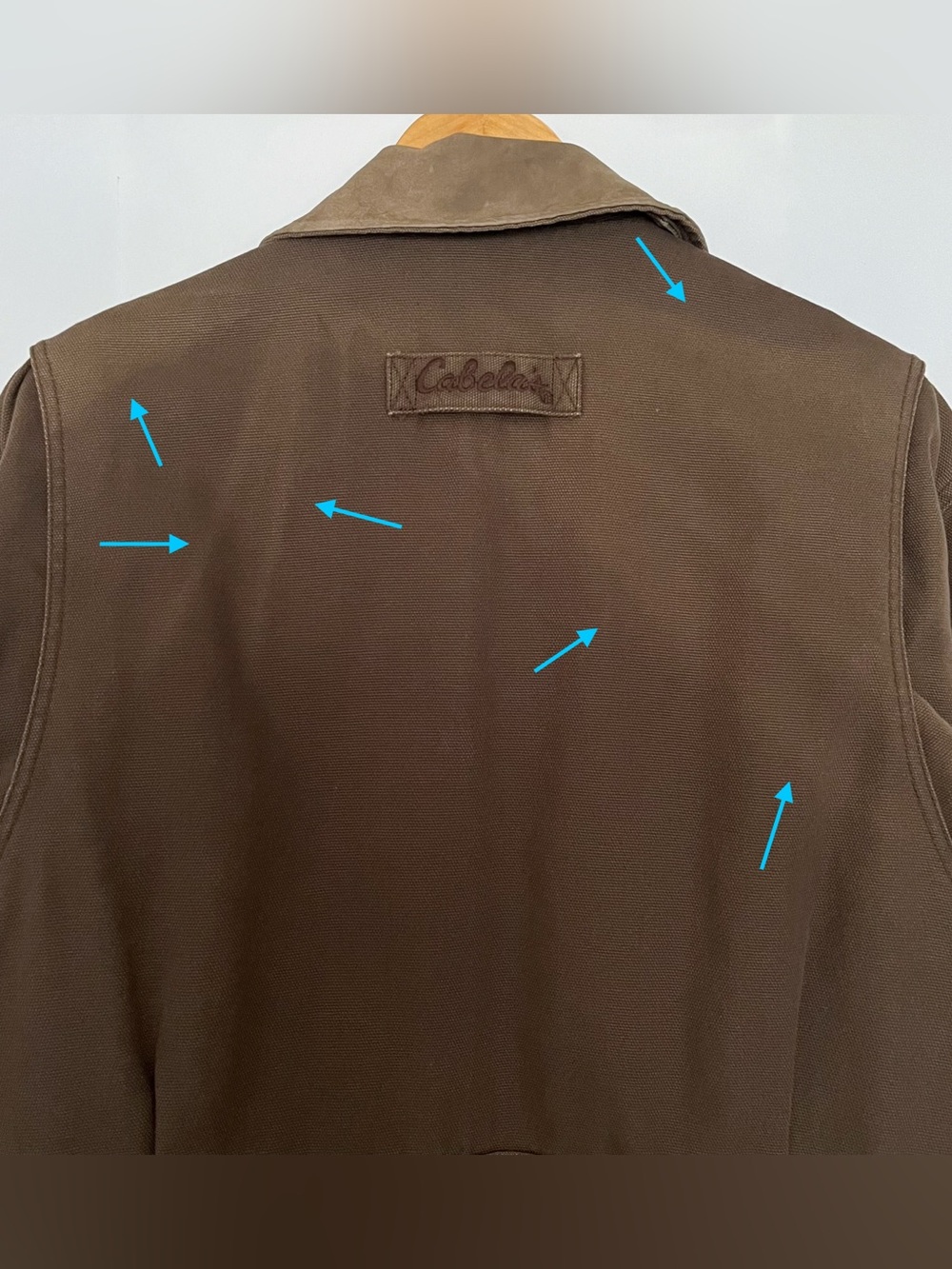 VTG Cabelas Chore Barn Coat Cotton Canvas Field Jacket Thick Size Large Brown - Picture 7 of 15